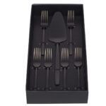 Zestaw portugalskich sztućców do ciasta Zeus Vintage PVD black