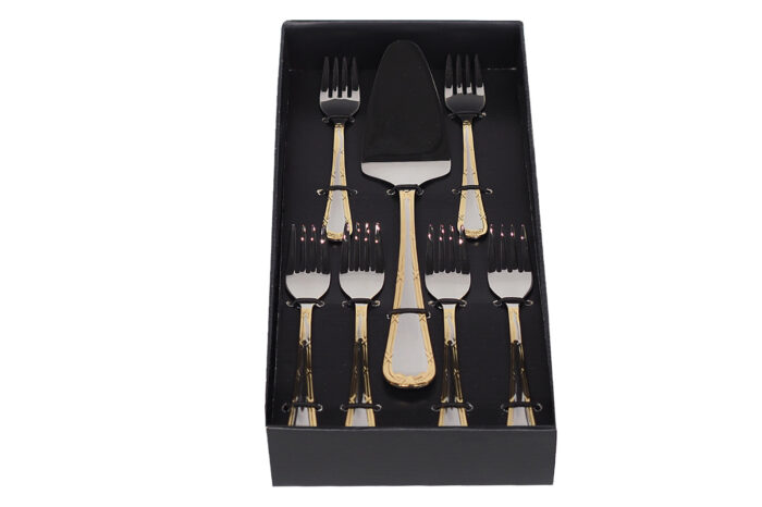 Zestaw portugalskich sztućców do ciasta Croise Goldplated edge - obrazek 3