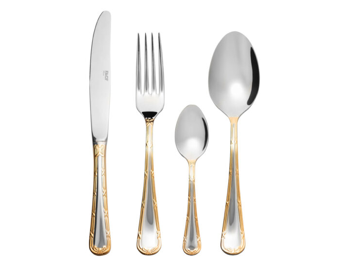 Zestaw portugalskich sztućców na 6 osób Croise Goldplated edge 24K - obrazek 2