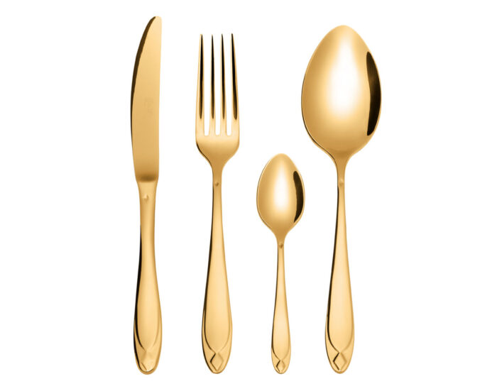 Zestaw portugalskich sztućców dla 6 osób Morfeu Shiny PVD Gold - obrazek 2