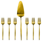 Zestaw portugalskich sztućców do ciasta Cairo Shiny PVD Gold