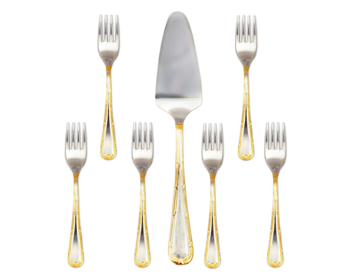 Zestaw portugalskich sztućców do ciasta Croise Goldplated edge - obrazek 2