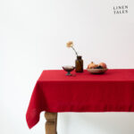 Lniany obrus LINEN TALES 140×140 cm Czerwony
