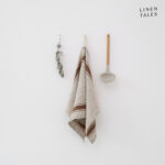 Lniana ścierka kuchenna LINEN TALES Vintage z paskami Mocca